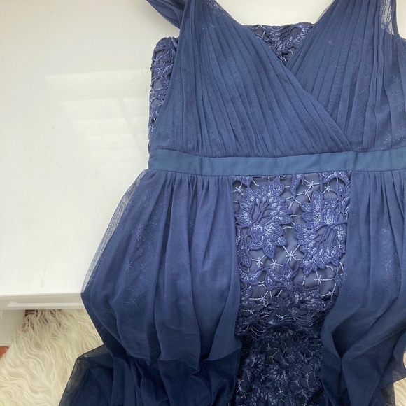 AIDAN MATTOX Womens Navy Sleeveless Below The Knee A-Line Evening Dress - Picture 7 of 14